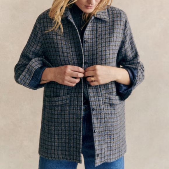 Suzanne Plaid Wool Will Chore Coat in Edinburgh Tile Size Medium - Picture 1 of 10